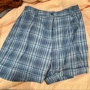 J. Galt high waisted blue plaid shorts